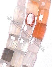 Peach Moon  Stone  Faceted Rectangles
