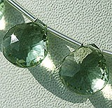 Green Amethyst  Concave Cut Faceted Heart