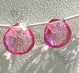 Pink Topaz Gemstone  Heart Briolettes