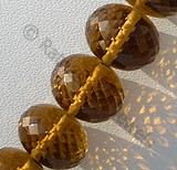 Cognac Quartz  Faceted Roundels