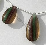 Fluorite Gemstone Beads  Flat Pear Briolettes