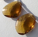 Cognac Quartz  Faceted Sliced Beads