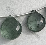 Moss Aquamarine  Heart Briolettes