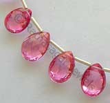 Pink Topaz Gemstone  Flat Pear Briolettes
