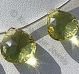 Lemon Quartz  Concave Cut Faceted Heart