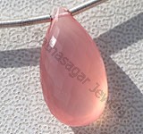 Pink Dyed Chalcedony Flat Pear Briolettes