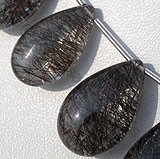 Black Rutilated Quartz  Flat Pear Plain