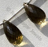 Olive Quartz  Tear Drops Briolettes