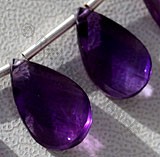 Amethyst Gemstone Beads  Twisted Flat Pear