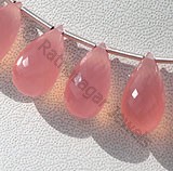 Pink Dyed Chalcedony Tear Drops briolettes