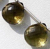 Olive Quartz  Heart Briolettes