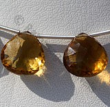 Cognac Quartz  Concave Cut Faceted Heart