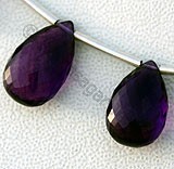 Amethyst Gemstone Beads  Flat Pear Briolettes
