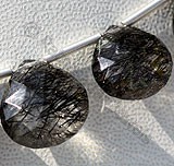 Black Rutilated Quartz  Concave Cut Faceted Heart