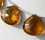 Beer Quartz  Concave Cut Faceted Heart