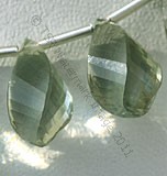 Green Amethyst Twisted Tear drops beads