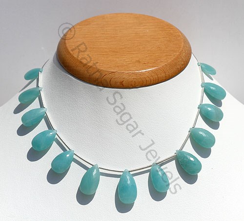 Amazonite Beads- Flat Pear Briolettes