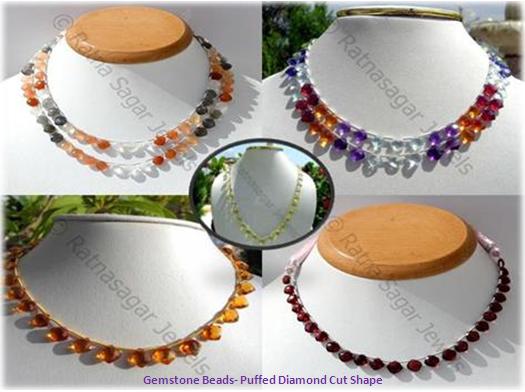 Gemstone Beads- Puffed Diamond Cut Shape