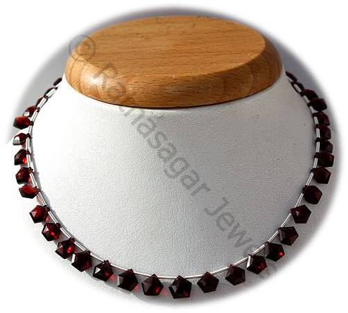 Garnet Gemstone Beads- Polygon Diamond Cut