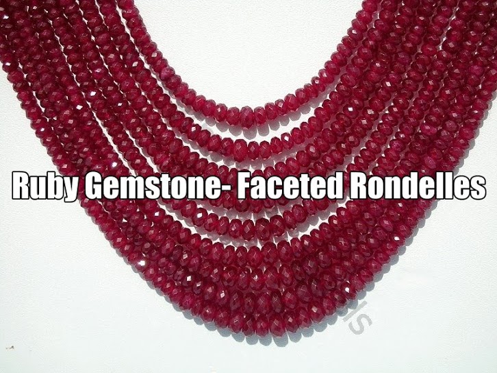 Ruby Gemstone Faceted Rondelles