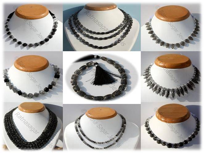 Black Rutilated Gemstone Quartz Beads