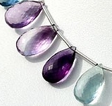 Fluorite Gemstone Beads  Flat Pear Briolette