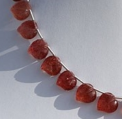 8 inch strand Strawberry Quartz Chubby Heart Briolette