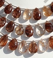 Copper Rutilated Quartz  Flat Pear Briolette
