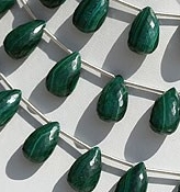 Malachite Gemstone Flat Pear Briolette