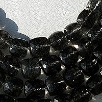 Black Rutilated Quartz  Faceted Cube