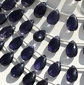 Iolite Gemstone Beads  Flat Pear Briolette