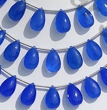 Dyed Navy-Blue Chalcedony Flat Pear Briolette