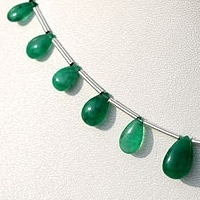 Emerald Gemstone Beads  Flat Pear Plain