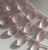 Rose Quartz Gemstone Flat Pear Briolette