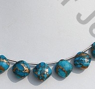 Turquoise Gemstone Puffed Diamond Cut