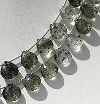 Green Moss Quartz Heart Briolette