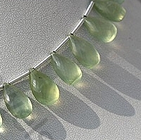 Prehnite Gemstone  Flat Pear Briolette
