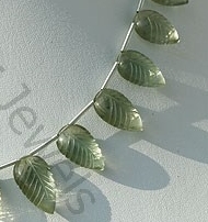 Green Amethyst Gemstone Carved Leaf