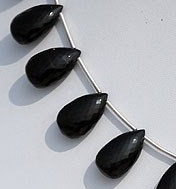 Black Tourmaline Flat Pear Briolette
