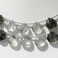 Green Moss Quartz Heart Briolette