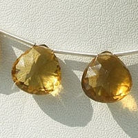 Honey Quartz  Concave Cut Faceted Heart