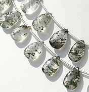 Green Moss Quartz Flat Pear Briolette