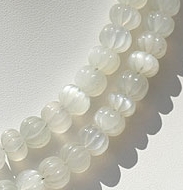 White Moonstone Carved Pumpkin beads