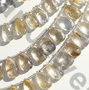 Golden Rutilated Quartz  Flat Pear Briolette