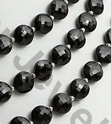 Black Spinel Gemstone Faceted Coin