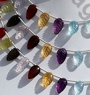 Semi Precious Multi  Carved Leaf