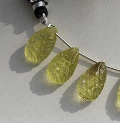 Lemon Quartz Carved Flat Pear