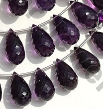 Amethyst Gemstone Concave Cut Drops