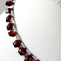 8 inch strand Garnet Gemstone Polygon Diamond Cut