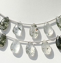 Green Moss Quartz Flat Pear Briolette